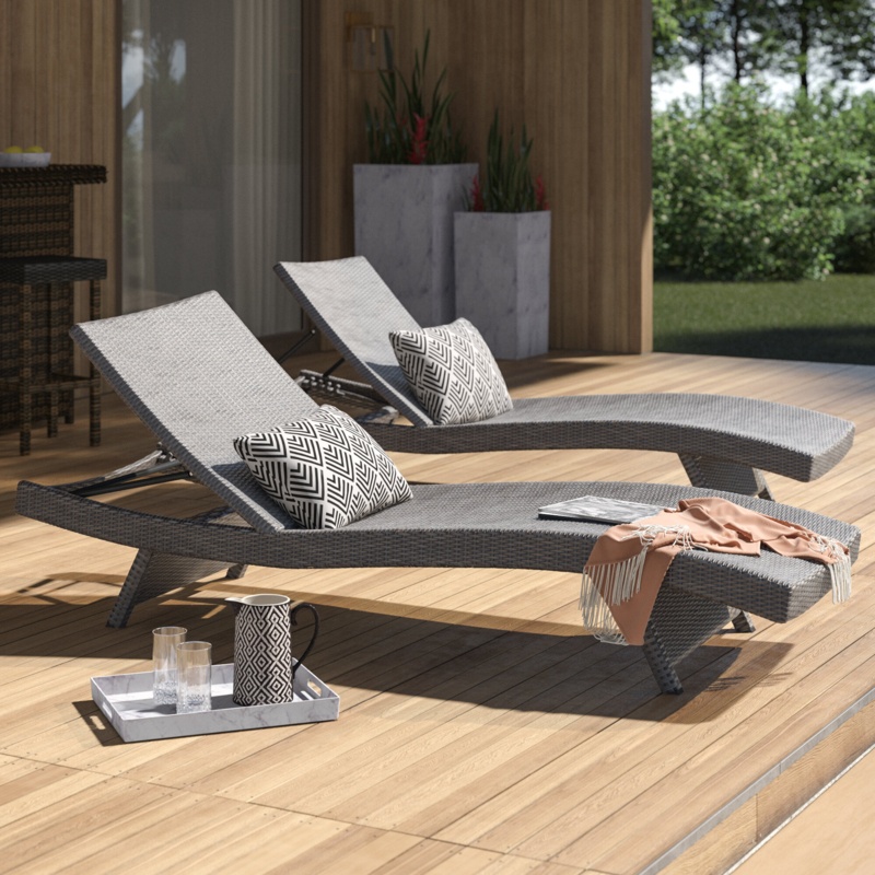 Breton Outdoor Wicker Chaise Lounge