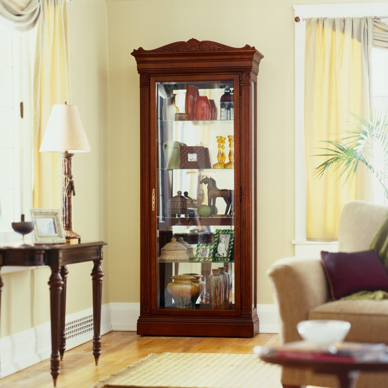 Brickhouse 36.75'' Wide Mirrored Back Curio Cabinet with Lighting