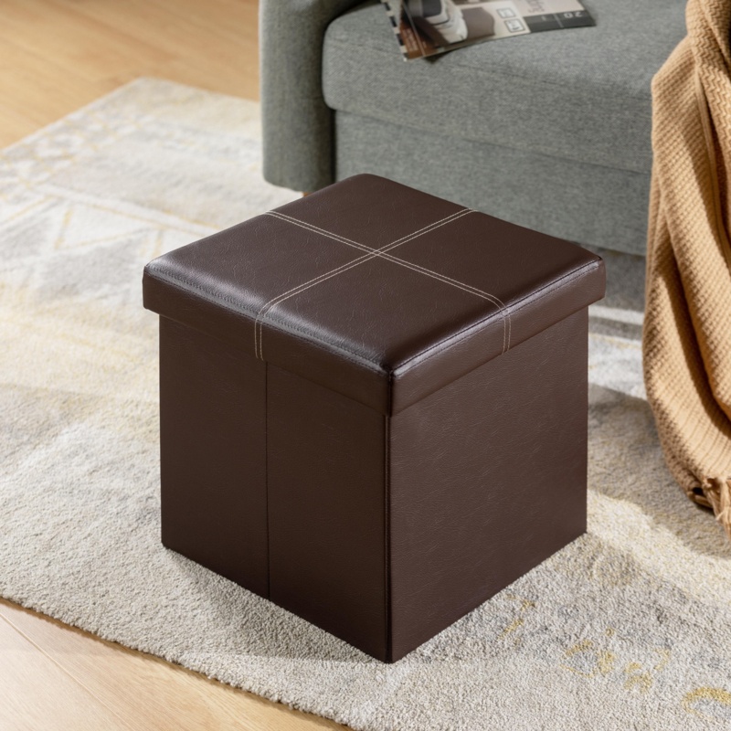 Foldable Ottoman with Memory Foam Seat