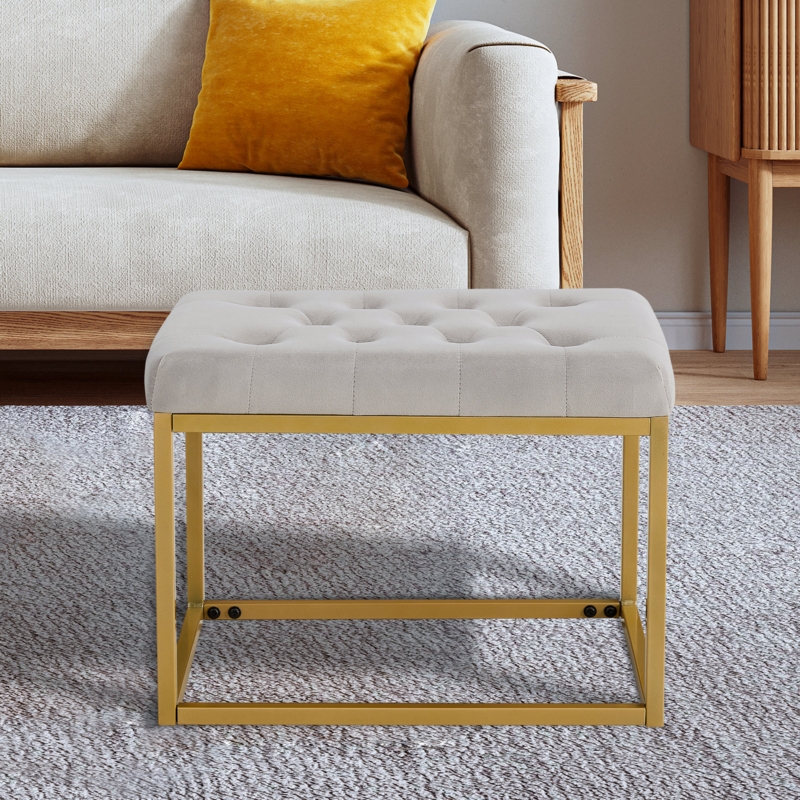 Velvet Upholstered Vanity Stool