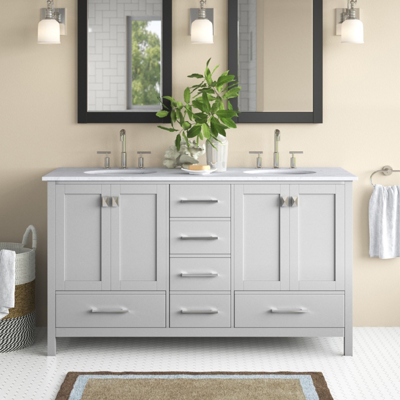 Broadview 60'' Free-standing Double Bathroom Vanity with Engineered Quartz Vanity Top