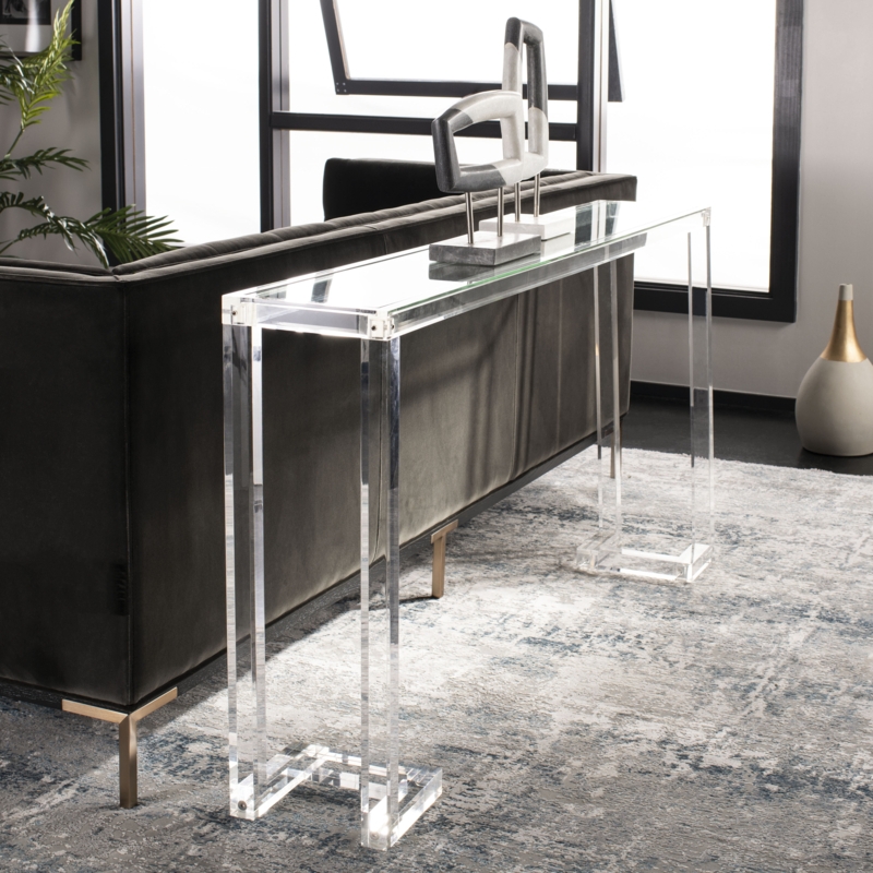 Contemporary Acrylic Console with Glass Top