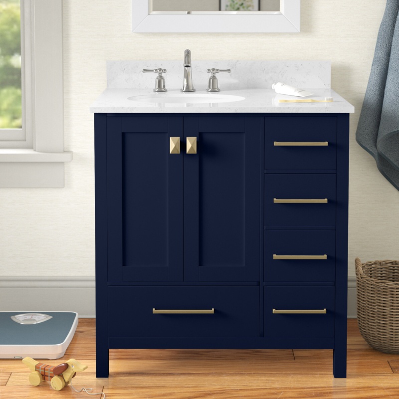 Brockington 32'' Free-standing Single Bathroom Vanity with Marble Vanity Top