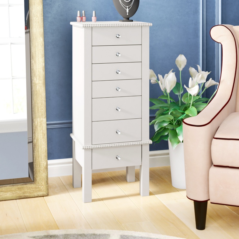 Brooklyn 16'' Wide Free-Standing Jewelry Armoire with Mirror