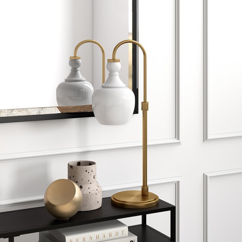Brushed Bronze Milk Glass Table Lamp