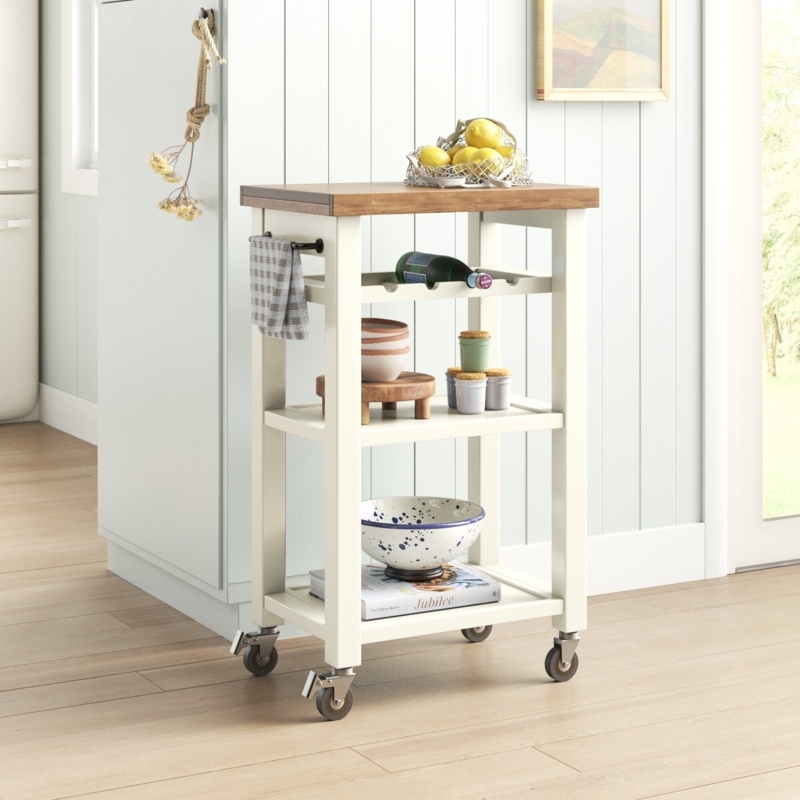 Bryce 23'' Wide Rolling Kitchen Cart with Solid Wood Top