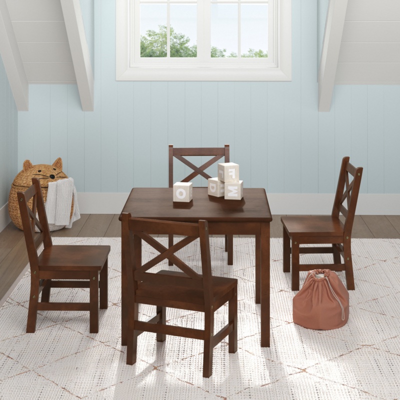 Buckley Kids 5 Piece Solid Wood Square Play / Activity Table and Chair Set