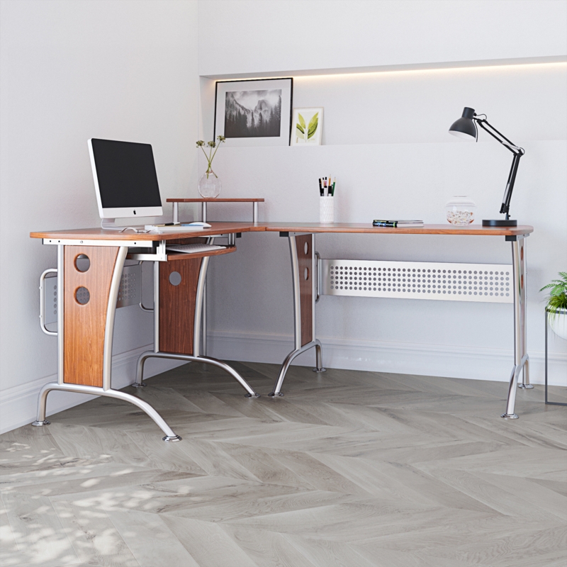 L-Shaped Writing Desk with Interchangeable Keyboard
