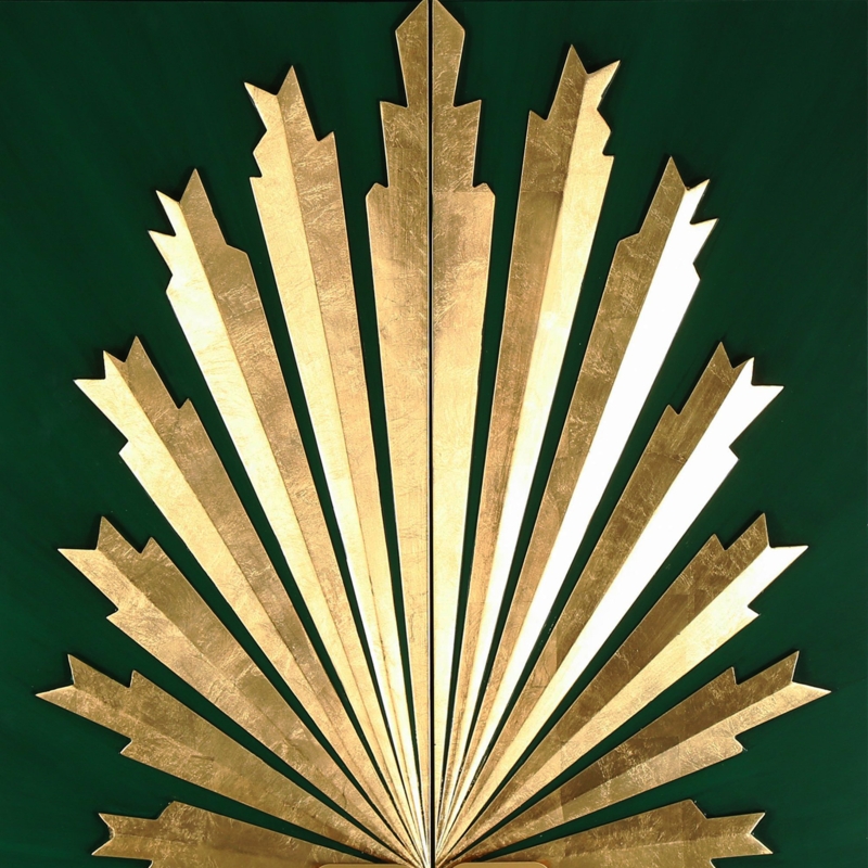 Art Deco-Inspired Emerald Green Console Cabinet