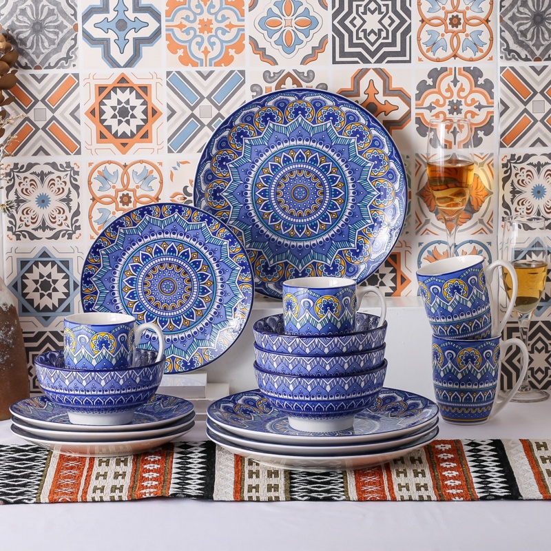 Bungalow Rose Mandala Porcelain China Dinnerware Set - Service for 4