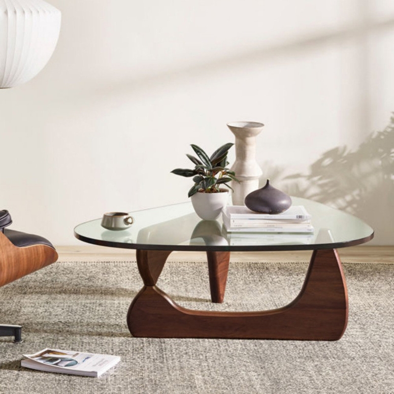1950s-Inspired Triangle Glass Coffee Table