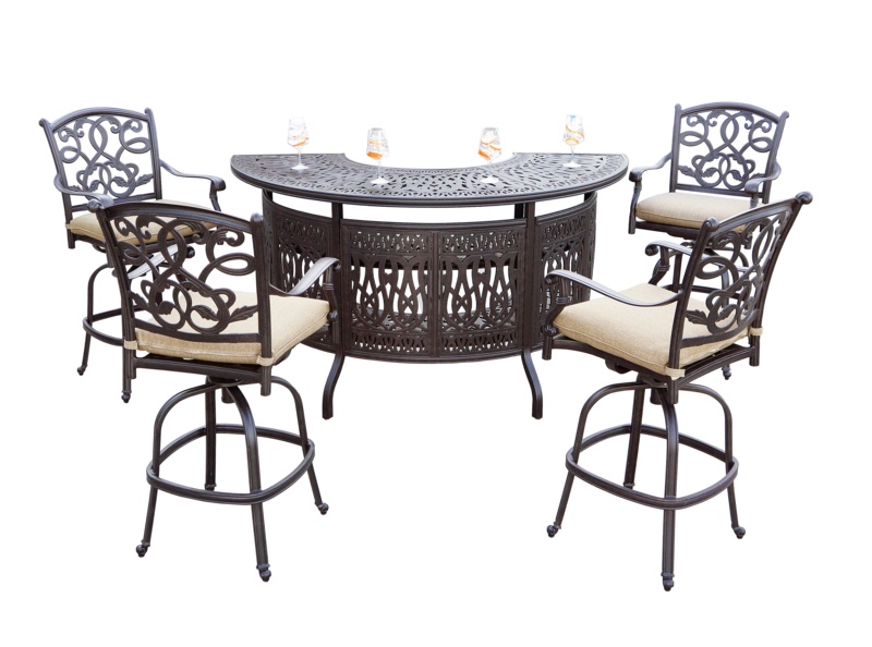 Byrge 5-Piece Patio Bar Set with Cushions and 75'' Party Bar