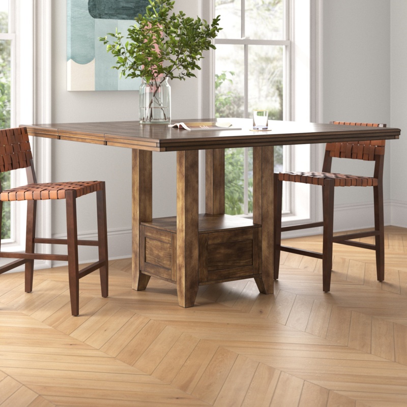 Cab Counter Height Extendable Pedestal Dining Table
