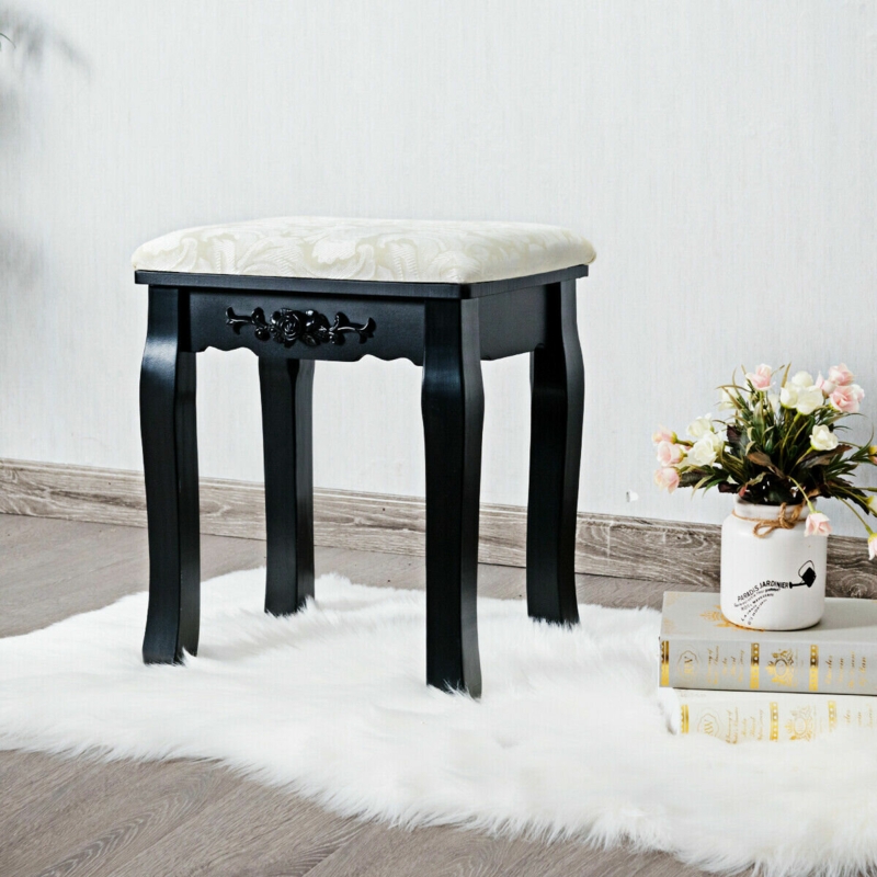 Premium Curved Dressing Stool with Golden Tones Cushion