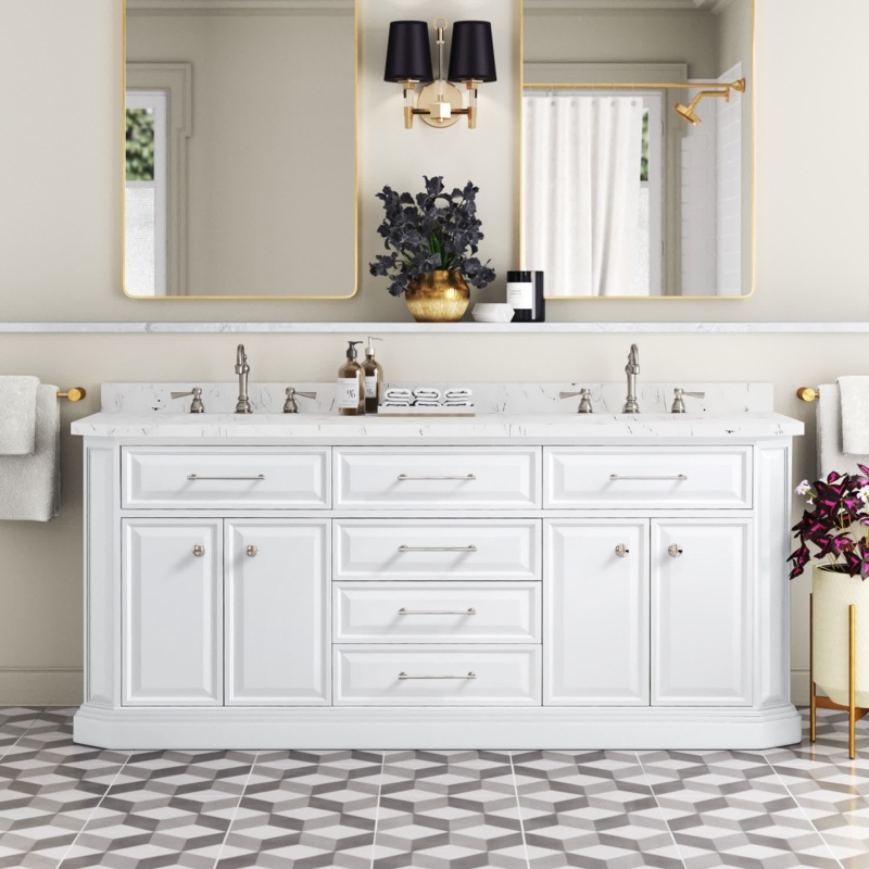 Caius 72'' Free-standing Double Bathroom Vanity with Quartz Vanity Top