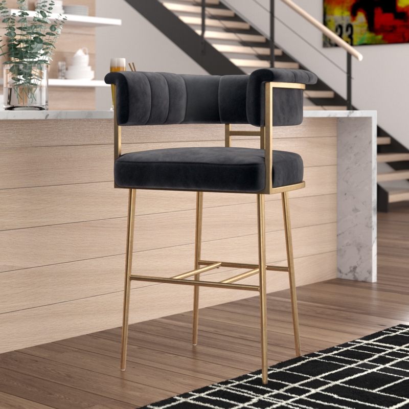 Upholstered Dining Chair with Rolled Arms