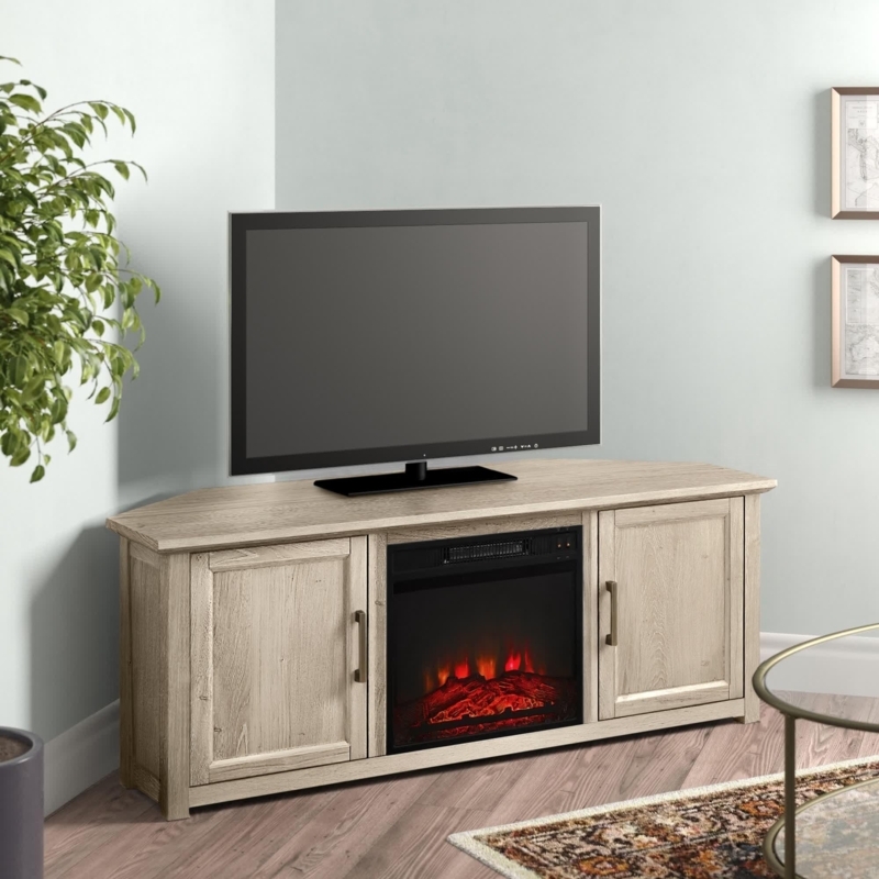 Corner TV Stand with Fireplace