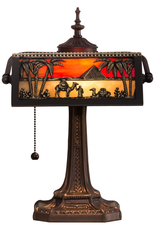 Solid Brass Camel and Pyramid Accent Lamp