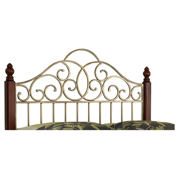 Swirling Scrollwork Headboard with Wood Legs