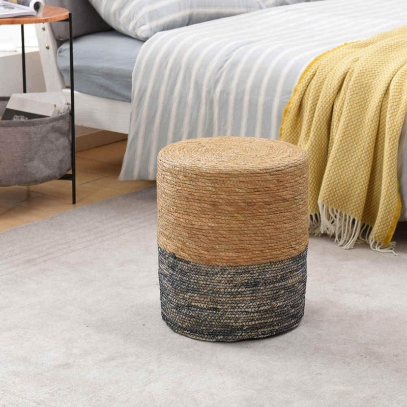 Handwoven Seagrass Ottoman Pouf