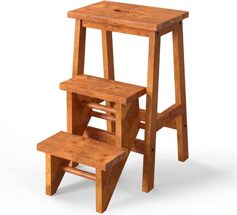 Cantrell Folding 3 Step Wood Step Stool with 200 lb. Load Capacity
