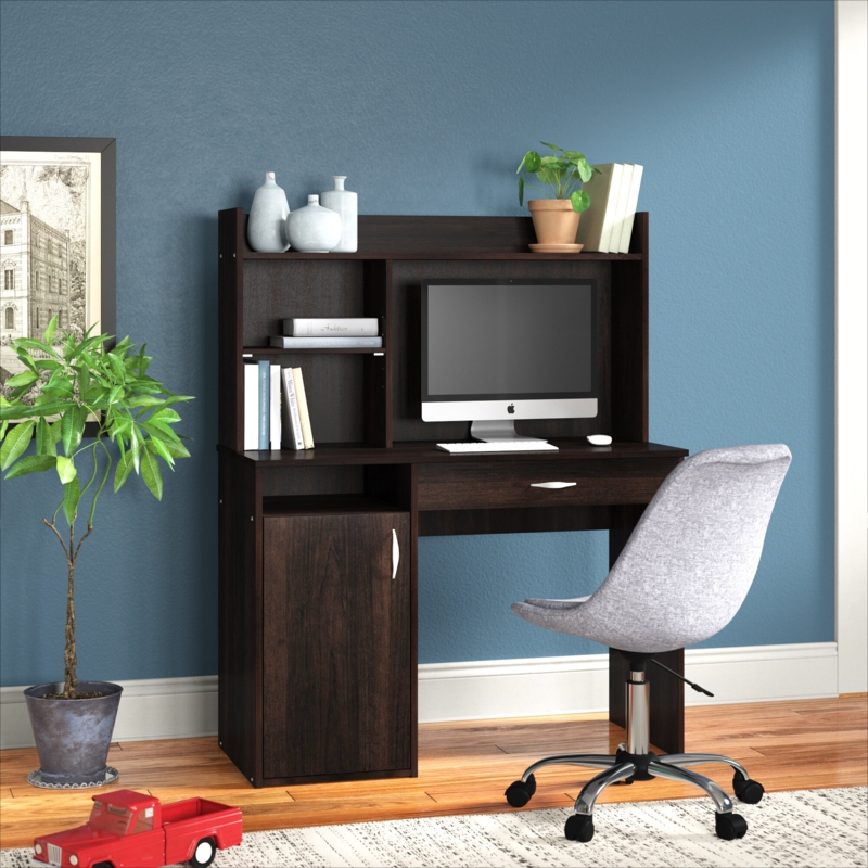 Cinnamon Cherry Desk with Hutch and Storage