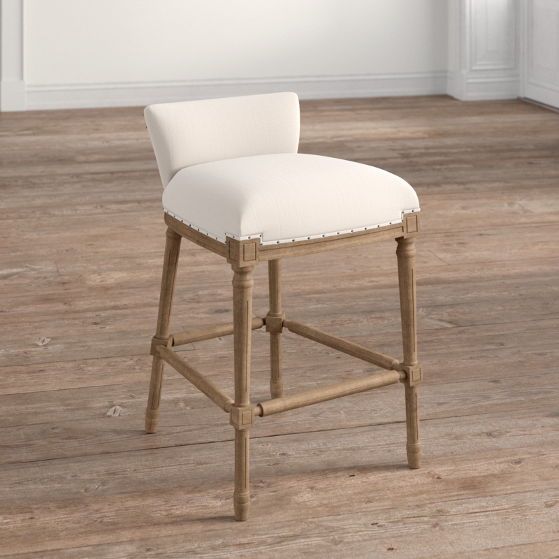 Rustic Stationary Bar Stool with Nailhead Trim