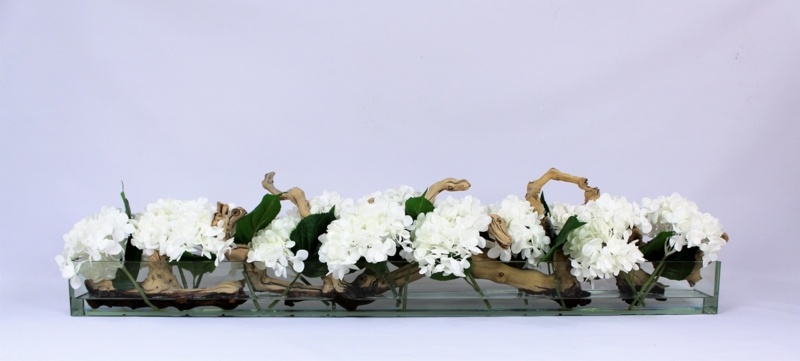 Casa Moderna Glass Plate Orchids Floral Arrangement in Planter