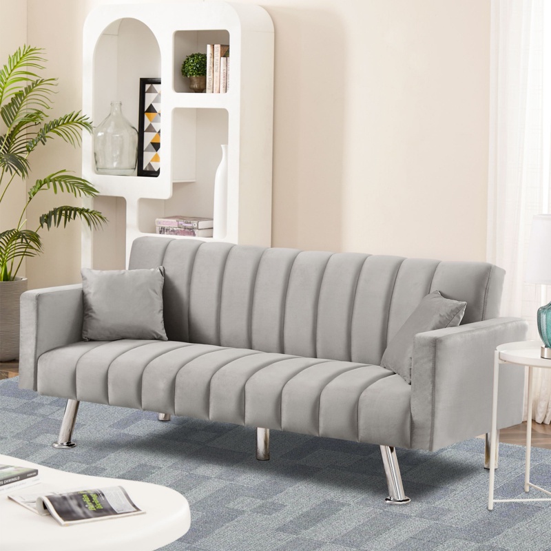Cashana Twin 72.8" Wide Velvet Tufted Back Convertible Sofa