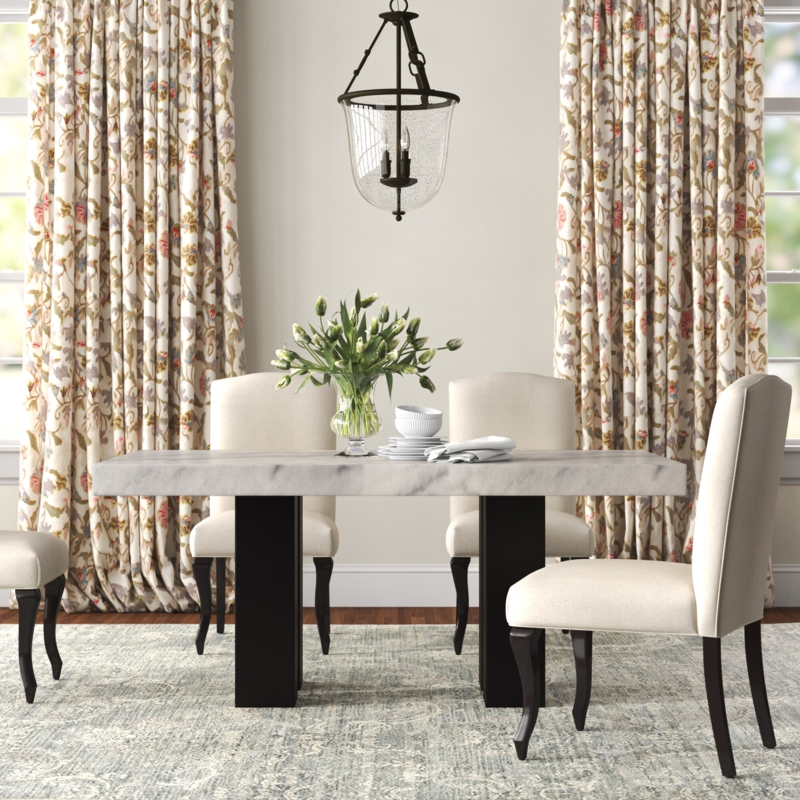 White Marble Top Dining Table with Espresso Legs