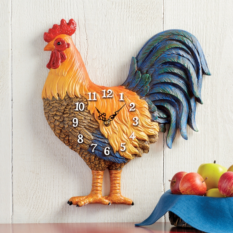 Hand-Painted Rooster Wall Clock