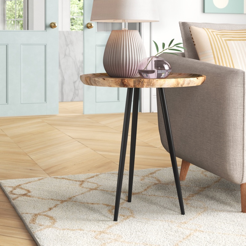 Castiglia 23'' Tall Solid Wood 3 Legs End Table
