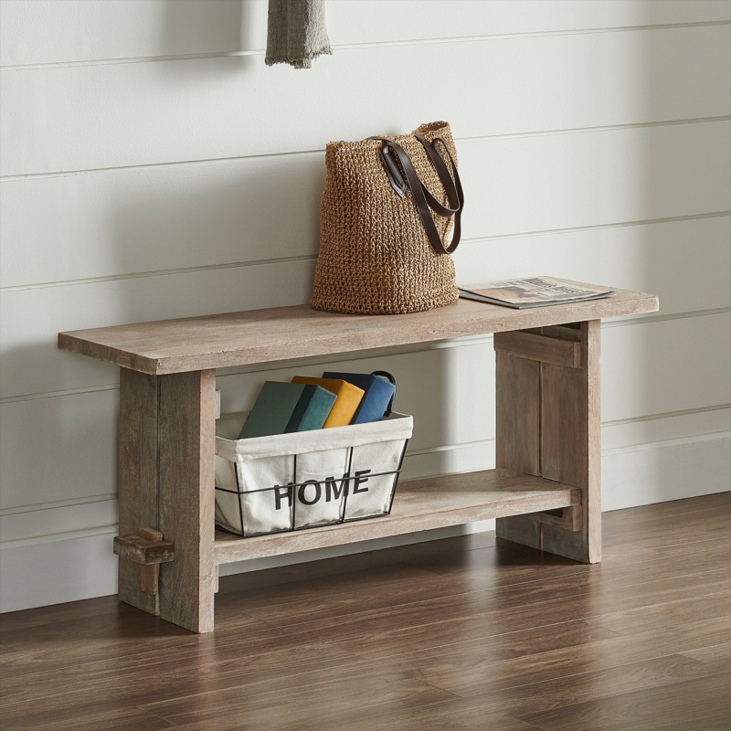Castleton Wood Shelves Storage Bench