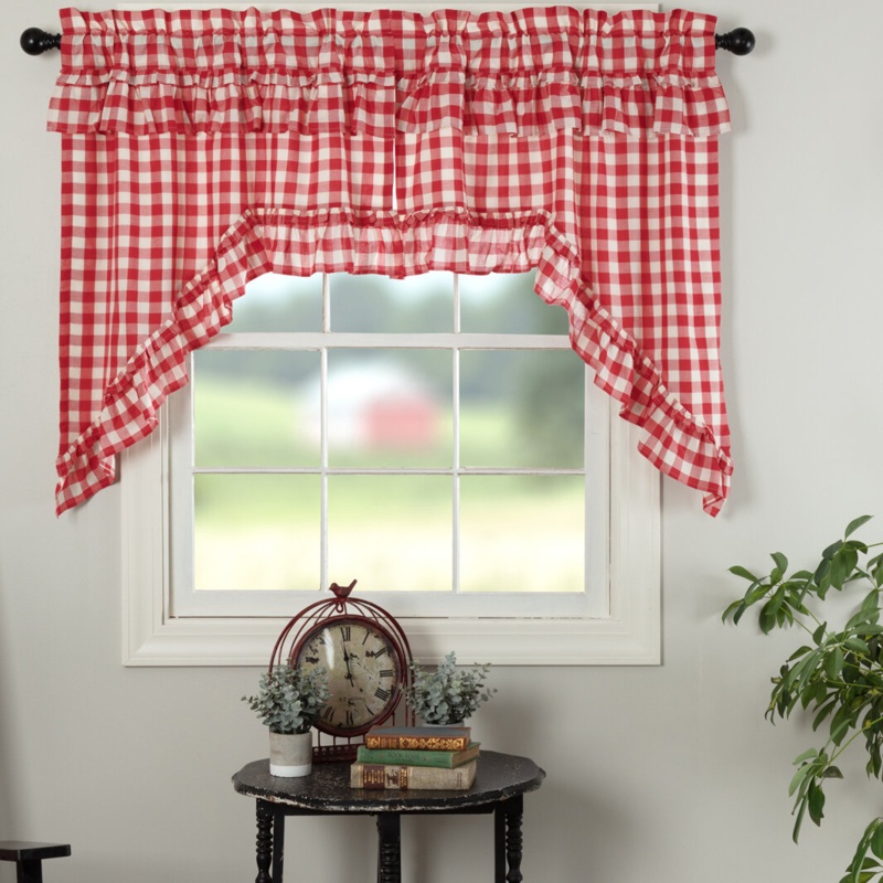 Caulder Checkered Cotton Swag 72'' Window Valance