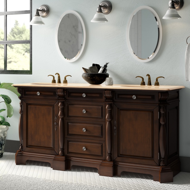 Cavazos 72'' Free-standing Double Bathroom Vanity with Stone Vanity Top