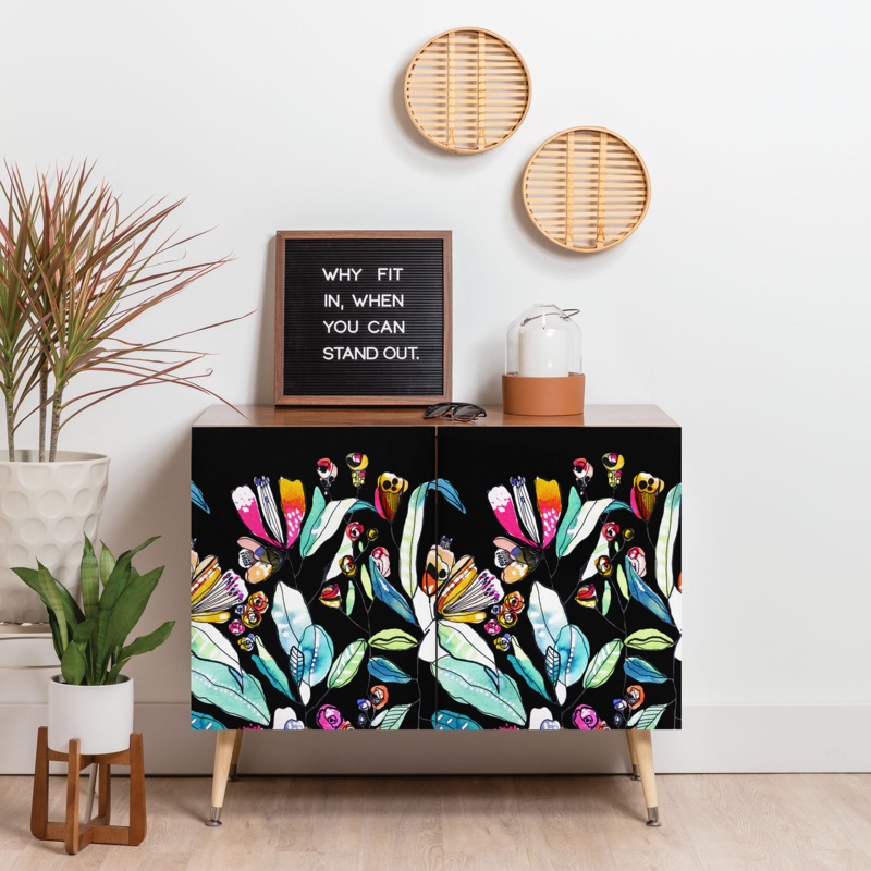 Cayenablanca Spring Wildflowers 2 Door Credenza Cabinet
