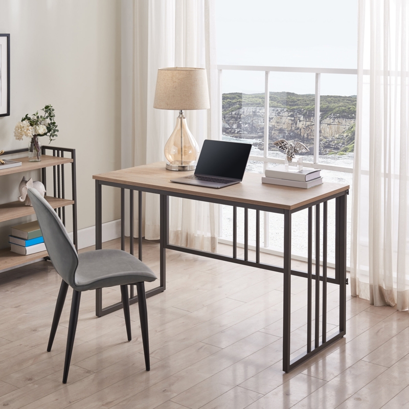 Foldable Slatted Desk with Hinged Top