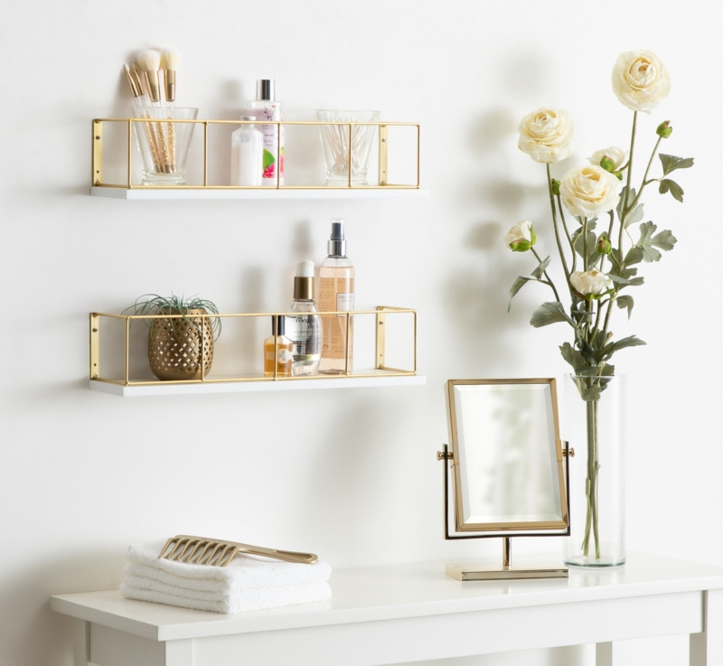 Metal and Wood Floating Wall Shelves