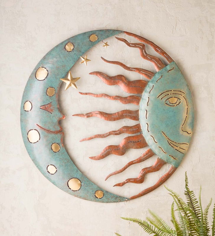 Celestial Sun and Moon Metal Wall Décor