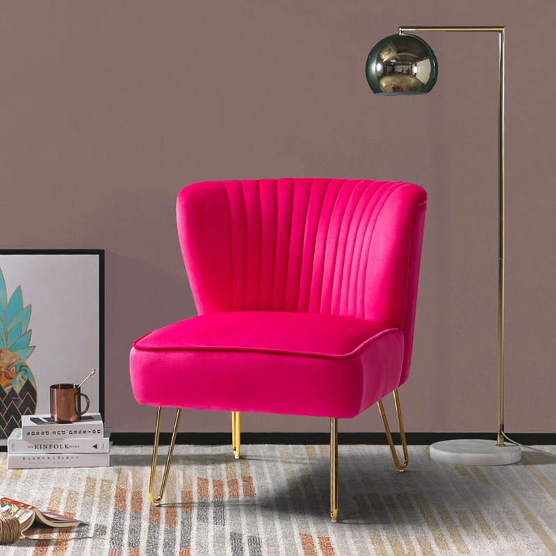 Velvet Accent Side Chair with Channel Tufted Back