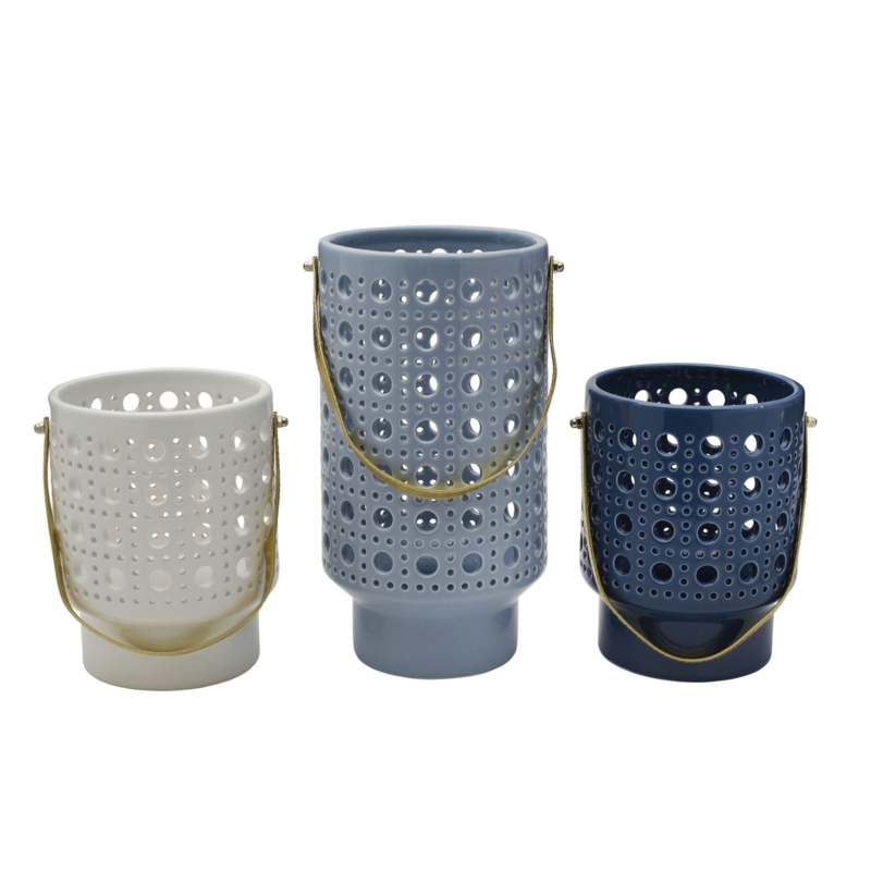 Set of 3 Pierced Ceramic Hurricanes