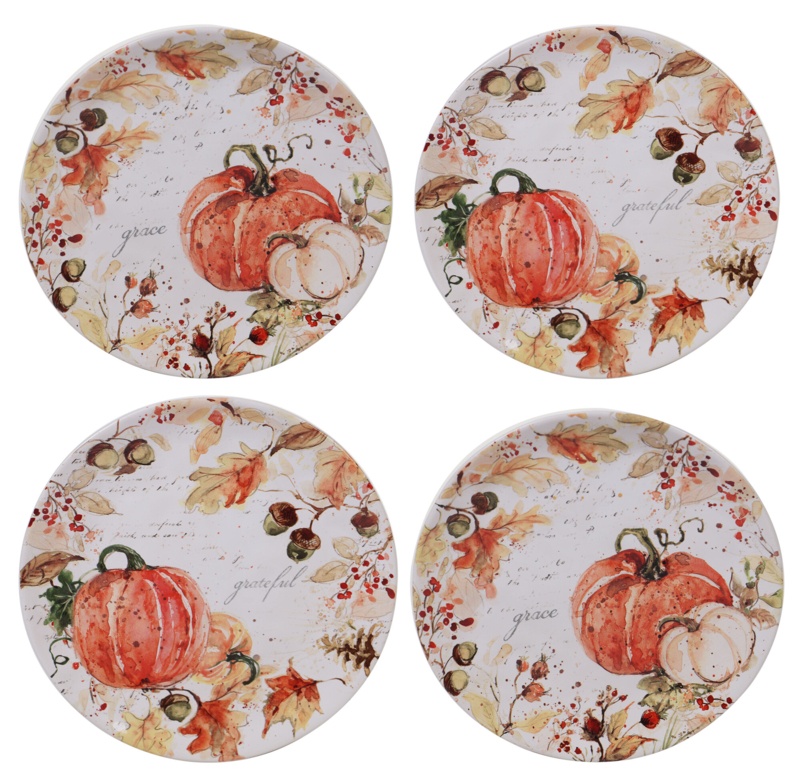 Certified International Harvest Splash Set/4 Salad Plate 9" (2) asst.