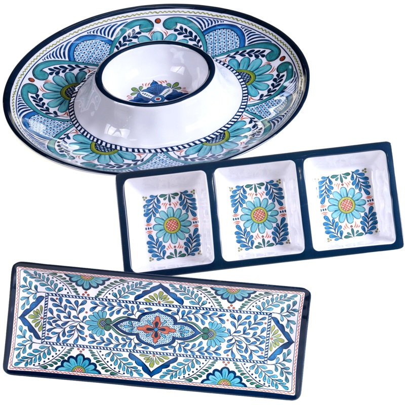 Certified International Talavera 3 Piece Heavy Weight Melamine Hostess Set