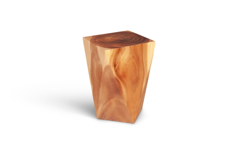 Solid Wood Accent Stool with Natural Finish