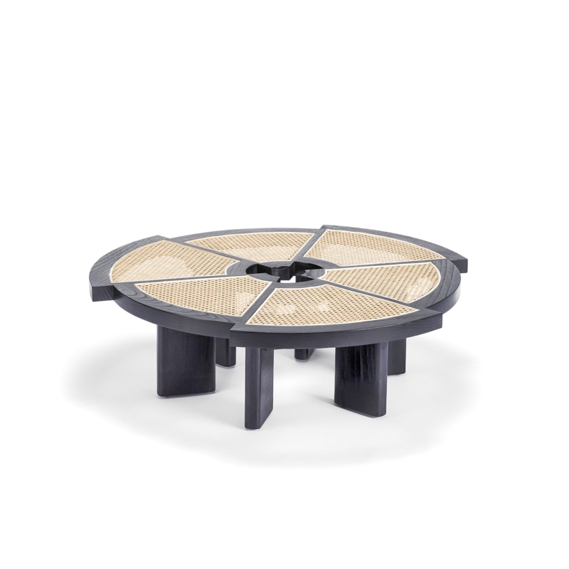 Timeless Wedged Coffee Table with Viennese Cane