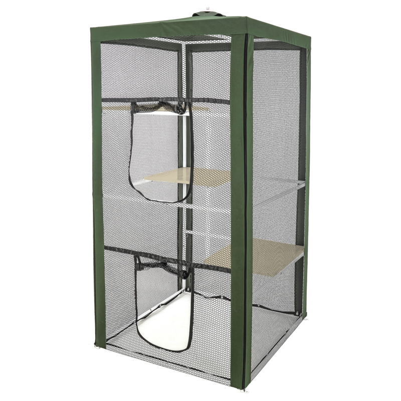 Cat Patio with Shelves and Zippered Doors
