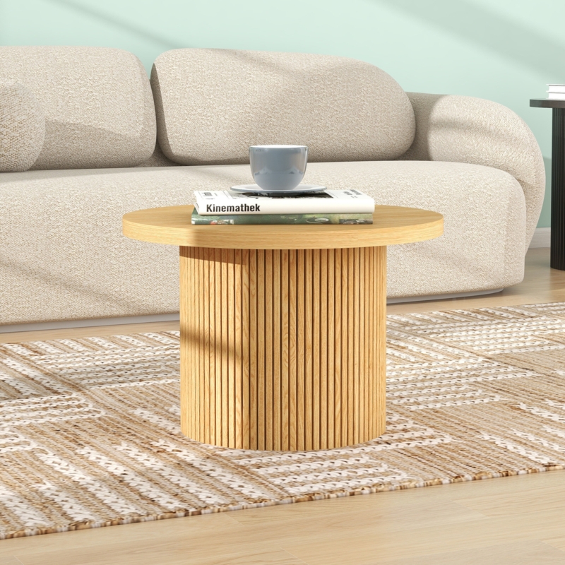Round Rubberwood Nesting Coffee Table