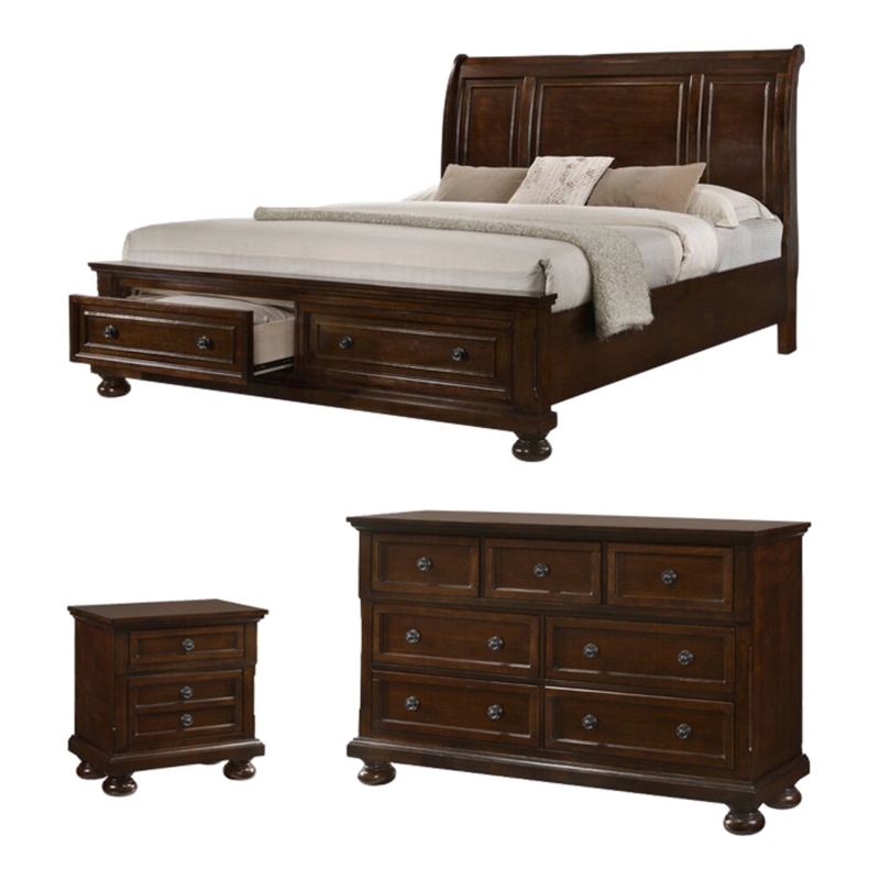 Real Wood Veneer Storage Bed