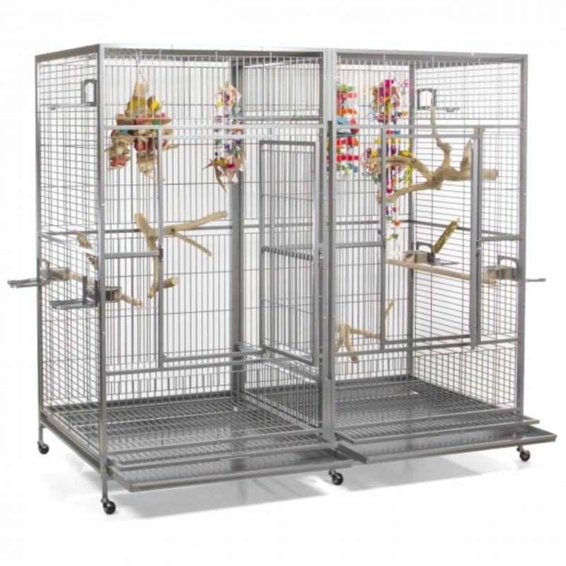 Chikatara 74'' Iron Flat Top Floor Bird Cage with Wheels