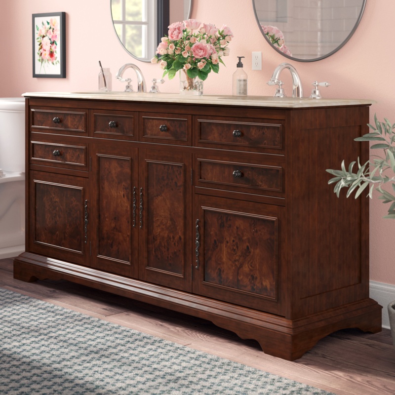 Christine 72'' Free-standing Double Bathroom Vanity with Stone Vanity Top